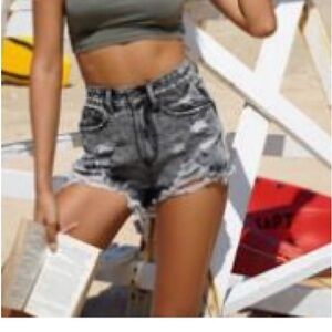 Shein jean shorts 
grey/black